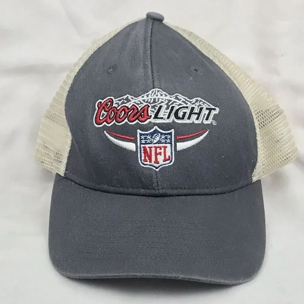 Coors Light NFL Trucker Hat Charcoal Mesh Vintage Hook Loop Strap NFL Fan Gear